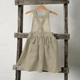 thumbnail image 1 of Gamivast or Girls Linen Cotton Dress Toddler Solid Color Cotton and Linen Back Button Up Dress Suspender Skirt with Pockets Casual Sundress Khaki Clothes Under $ 5.00, 1 of 8