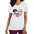 thumbnail image 1 of Gamivast Scrubs for Women American Flag Heart Love Printed V-Neck Short Sleeve Scrubs Breathable Holiday Nursing Scrubs Soft Stretch Medical Shirt, 1 of 5