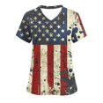 thumbnail image 1 of Gamivast Scrubs for Women American Flag Print V-Neck Short Sleeve Nursing Scrubs Breathable Quick-Dry Usa Scrub Shirts Trendy Fit Healthcare Uniform, 1 of 5