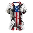 thumbnail image 1 of Gamivast Scrubs for Women Distressed Flag Star Print Short Sleeve Nursing Scrubs Breathable V-Neck Scrub Shirts Relaxed Healthcare Workwear Top, 1 of 5