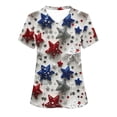 thumbnail image 1 of Gamivast Scrubs for Women Distressed Flag Star Print Short Sleeve Nursing Scrubs Breathable V-Neck Scrub Shirts Relaxed Healthcare Workwear Top, 1 of 5
