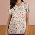thumbnail image 1 of Gamivast Scrubs for Women Tops Floral Printed V-Neck Short Sleeve Scrub Tops Soft Breathable Quick-Dry Nurse Scrubs 2 Pockets Medical Uniform, 1 of 5