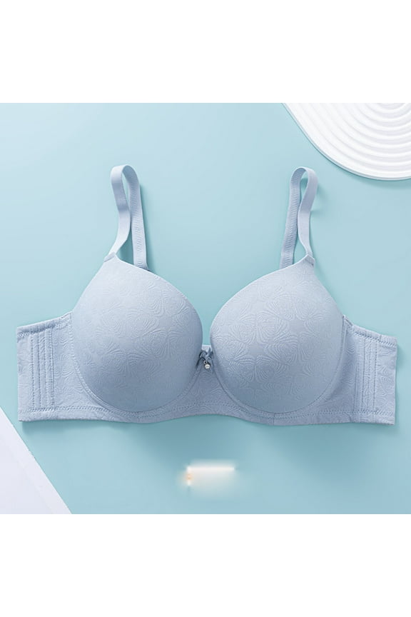 Seamless Bras for Women Adjustable Straps Back Comfort Lightly Bra Support Underwire Bra Gathered Design Comfortable Everyday Bras Blue 85D Brasier Sin Costuras Para Mujer