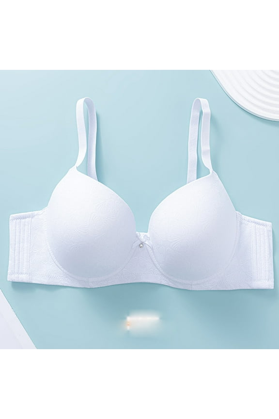Seamless Bras for Women Adjustable Straps Back Comfort Lightly Bra Support Underwire Bra Gathered Design Comfortable Everyday Bras White 85D Brasier Sin Costuras Para Mujer