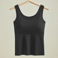 thumbnail image 1 of Gamivast Seamless Tank Tops for Women with Built-In Bra Wide Strap Camisoles Casual Slim Fit Basic Undershirts Stretchy Comfort Cami Shapewear for Layering Yoga Sleepwear Lounge Black XXXL, 1 of 5