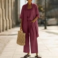 thumbnail image 1 of Gamivast Sets Women 3 Piece Outfits High Elastic Waist Wide Leg Cropped Linen Pants with Pockets Lightweight Sleeveless Tank Top Long Sleeve Cardigan Vacation Resort Lounge Beach Wear, 1 of 7