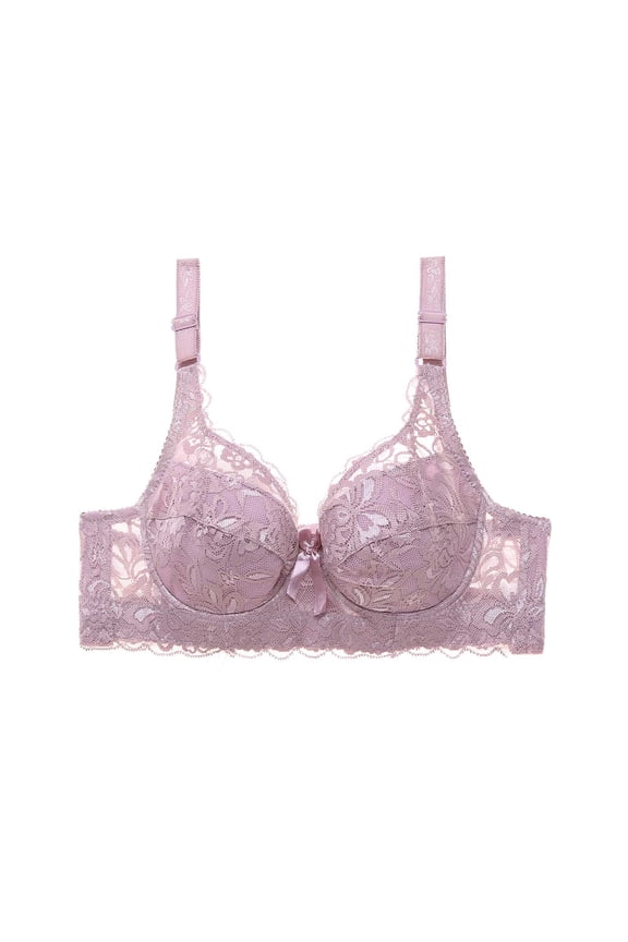 Lace Bras for Women Plus Size Push Up Comfortable Bralette Breathable Seamless Wirefree Full-Coverage Everyday Bras Pink XXL Brasier Sin Varillas Para Mujer