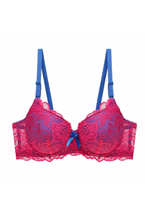Sexy Lace Bras for Women Plus Size Push Up Comfortable Bralette Breathable Seamless Wirefree Full-Coverage Everyday Bras Red L Brasier Sin Costuras Para Mujer