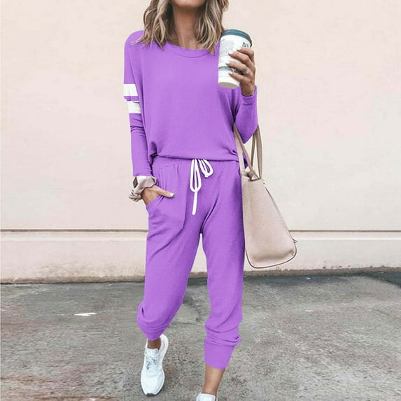 Gamivast Sexy Lounge Sets for Women Long Sleeve Crewneck Pullover Tops High Waisted Joggers Set Matching Sets Women Clothing Fall Outfits for Women 2024 Conjuntos De 2 Piezas Para Mujer