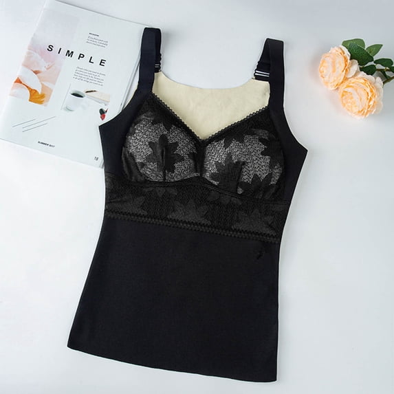 Gamivast Shapewear Camisole Tank Top for Women Built In Bra Lace Bust Wide Strap Seamless Compression Slimming Cami for Layering Everyday Outfit Wear Body Shaper
