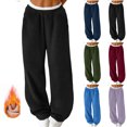 thumbnail image 1 of Gamivast Sherpa Fleece Pants Women Loungewear Wide Leg Sweatpants Running Work Out Solid High Waist Trousers Winter Warm Fuzzy Pants Baggy Pajama Bottoms, 1 of 7
