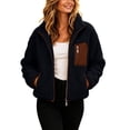 thumbnail image 1 of Gamivast Sherpa Jacket for Women-Fleece Full Zip Stand Collar Coat with Zipper Pocket Warm Loose Fit Casual Outdoor Outerwear, 1 of 6
