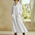 thumbnail image 1 of Gamivast Shirt Dress for Women Long Sleeve Lapel Maxi Dress Loose Fit House Dress Button Down Dual Pockets Casual Autumn Spring Work Office Wear, 1 of 3