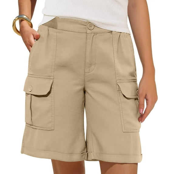 Gamivast Short Pants for Women Multi Cargo Pockets Button Fly Casual Pants Summer Beach Summer Pants Loose Fit Breathable Soft Comfy Outdoor Outfit
