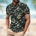 thumbnail image 1 of Gamivast Short Sleeve Shirts for Men Botanical Leaf Pattern Muscle Shirts Slim Fit Lapel Collar Casual Shirts Button Placket Business Golf Daily, 1 of 5