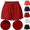 thumbnail image 1 of Gamivast Shorts for Women Crochet Trim High Waisted Loose Flowy Shorts Drawstring Casual Elastic Wasit Ruffle Shorts Lightweight Summer Beach Wear, 1 of 4