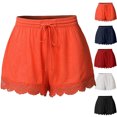 thumbnail image 1 of Gamivast Shorts for Women Crochet Trim High Waisted Loose Flowy Shorts Drawstring Casual Elastic Wasit Ruffle Shorts Lightweight Summer Beach Wear, 1 of 2