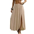 thumbnail image 1 of Gamivast Skirts for Women High Waisted Maxi Skirt High Slit Long Skirt Flowy Skirt Casual Skirt for Beach Vacation Resort Travel Going Out Outfit Summer Beige S, 1 of 6