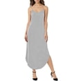 thumbnail image 1 of Gamivast Slip Dress for Women Adjustable Strap Loose Scoop Neck Sleeveless Beach Dresses Midi Dress Side Split Solid Cami Summer Holiday Layering, 1 of 7