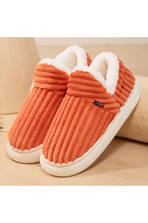 Slipper Boots for Women Slip-on Memory Foam House Fuzzy Fleece Lined Slipper with Non-Slip Outdoor Warm Winter Platformed Closed Back Ribbed Shoes Indoor Cozy Slippers