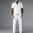 thumbnail image 1 of Gamivast Smart Casual Men's Set Quarter Zip Shirt and Drawstring Pants Ribbed Texture Outfit for Golf Summer Daily Business Work Lounge Sporty Wear, 1 of 7