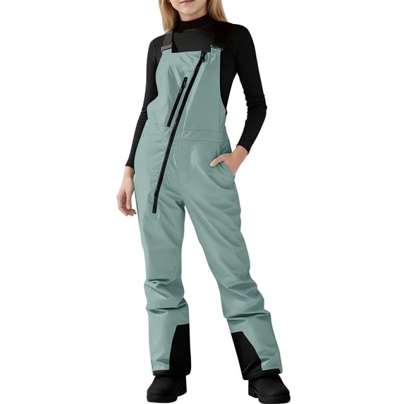 Gamivast Snow Bibs Kids Boys Girls Winter Waterproof Insulated Snow Pants Elastic Waist Adjustable Strap Snowsuits Warm Overalls with Zipper Pockets