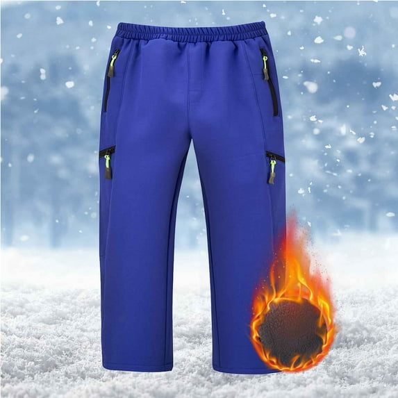 Gamivast Snow Pants Kids Winter Warm Fleece Lined Pants Outdoor Waterproof Elastic Waist Hiking Pant with Multiple Pockets Softshell Warm Insulated Trousers