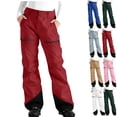 thumbnail image 1 of Gamivast Snow Pants Women Waterproof Color Block Straight Leg Ski Pant with Pocktes Lightweight Winter Warm Snowboard Hiking Pants for Outdoor, 1 of 8