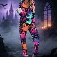 thumbnail image 1 of Gamivast Spooky Halloween Pajamas Set for Women Long Sleeve Button Down Sleepwear Tops and Lounge Pants 2 Piece Pjs Sets Lightweight Comfortable Creepy Pumpkin Pattern Multicolor S, 1 of 6
