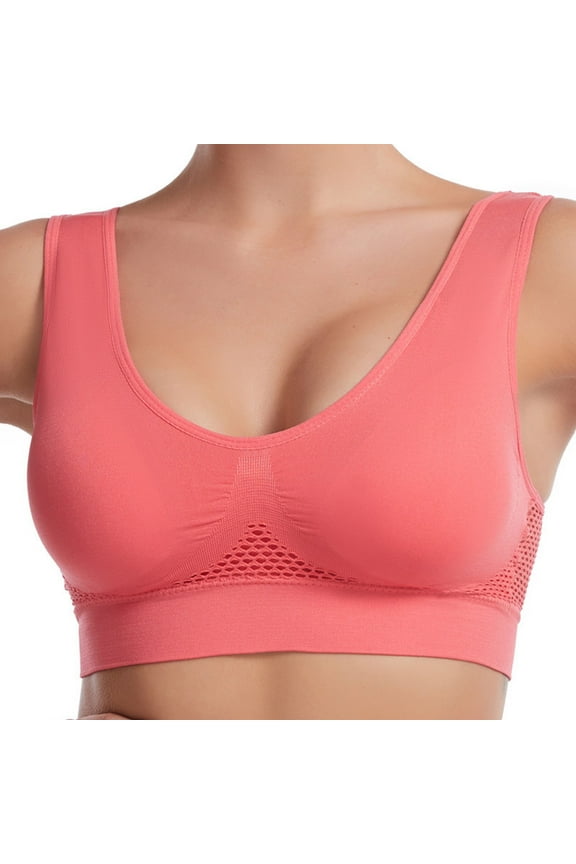 Sport Bras for Women Seamless Comfortable Mesh Yoga Bra No Underwire Push Up Bras with Support Everyday Bra Red L BráSieres Para Mujer