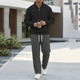 thumbnail image 1 of Gamivast Sporty Mens Tracksuit Quilted Texture Quarter Zip Pullover and Jogger Pants Warm Athletic Sweatsuit for Gym Running Outdoor Training Day, 1 of 7