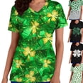thumbnail image 1 of Gamivast St Patricks Day Scrubs for Women Plus Size Clover Graphic Short Sleeve Tops Holiday Themed V Neck Soft Scrub with Pockets Casual Loose Outfits, 1 of 2