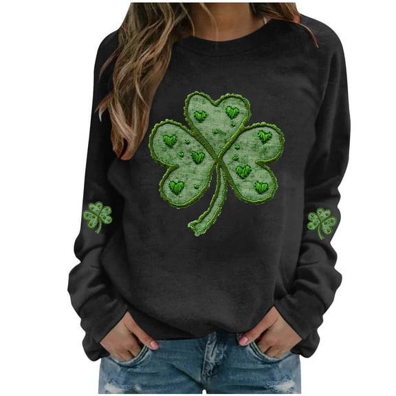 Gamivast St Patricks Day Sweatshirt for Women Funny Graphic Raglan Long Sleeve Tops Loose Fitted Crew Neck Holiday Shirts Casual Holiday Outfits