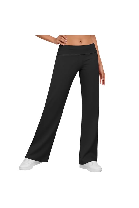 Straight Leg Yoga Pants for Women Stretchy Low Rise Sweatpants Casual Flowy Solid Leggings Athletic Running Hiking Trousers Brerathable Open Bottom Pant