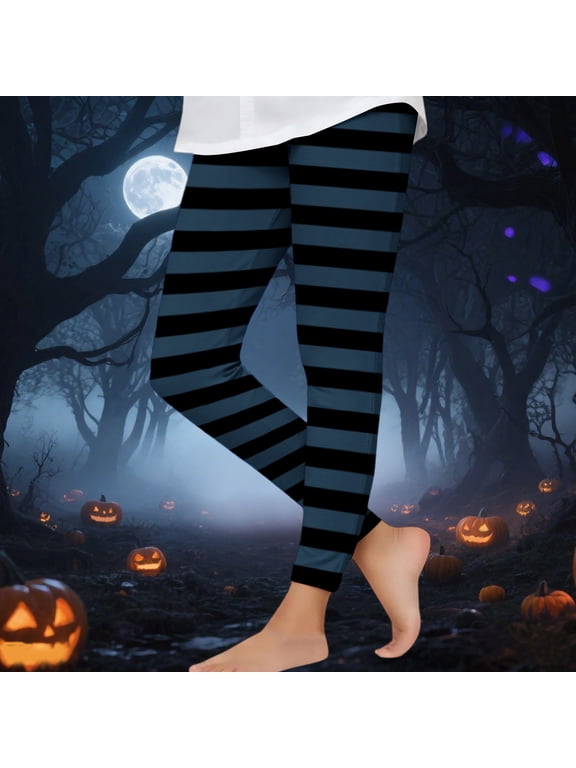 Striped Leggings for Girls Full Length Stretch Skinny Pants Elastic Waist Casual Tights for Halloween Costume Party Dance Workout Yoga Everyday Layering and Fall Outfit Navy 5 Years