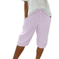 thumbnail image 1 of Gamivast Striped Pants Women Elastic Waist Dstring Vertical Print Capri Pants Summer Beach Lounge Pants Loose Fit Breathable Soft Daily Vacation, 1 of 8