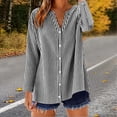thumbnail image 1 of Gamivast Striped Shirts for Women Button Down V Neck Long Sleeve Casual Loose Tunic Tops for Leggings Comfort Fit Fall Fashion Blouses Work Office Everyday Wear, 1 of 6