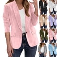 thumbnail image 1 of Gamivast Suede Blazer Women Lightweight Lapel Collar Ruched Sleeve Open Front Work Office Jacket Blazers Loose Casual Long Sleeve Business Suit Jackets Fall Fashion Thick Outerwear, 1 of 6