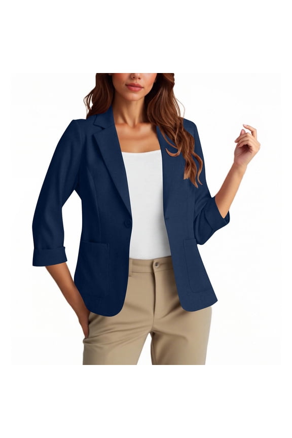 Suit Jackets for Women with Pockets One Button Business Casual Blazer Lightweight Relaxed Fitted Lapel Blazer Long Sleeve Single Breasted Coat