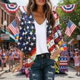 thumbnail image 1 of Gamivast Summer Cardigans for Women Patriotic Star Stripe Print Open Front Loose Flowy Fit Cover Ups Lightweight Breathable Chiffon 3/4 Sleeve Kimono Beach Vacation outfits, 1 of 6