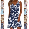 thumbnail image 1 of Gamivast Summer Dresses for Women 3D Floral Print V-Neck Sleeveless Sundress Casual Summer Style A-Line Mini Dress Boho Beach Outfits Party Tank Dress, 1 of 6