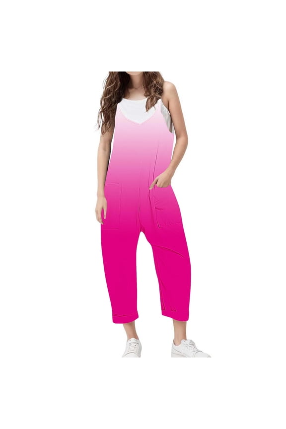 Summer Girl Clothes Fashion Gradient Color Jumpsuits Casual Sleeveless Jumpsuits Spaghetti Strap Loose Romper Long Pants with Pockets Pink 5T Camiseta De Para Niños