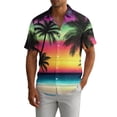 thumbnail image 1 of Gamivast Summer Shirts Palm Leaf Pattern Print Casual Shirts Button Down Lapel Collar Beach Shirts Lightweight Breathable Vacation Tropical, 1 of 5