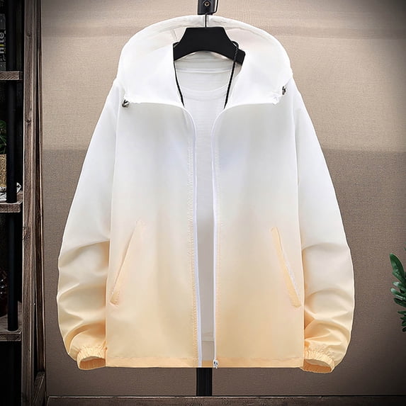 Gamivast Sun Hoodie Mens Zip up Gradient Lightweight Hoodie Ombre Summer Hoodies Ultra Breathable Skinny Coat Beach Vacation Travel Outdoor Jacket Top