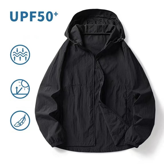 Gamivast Sun Hoodie Mens Zip up Solid Windbreaker Jackets Lightweight Summer Hoodies Breathable Outdoor Hiking Fishing Travel Casual Daily Outfits