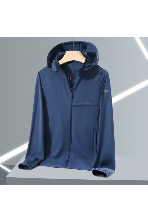 Sun Protection Hoodie for Men Zip up Vented Windbreaker Jackets Thin Zip up Hoodie Breathable Air Vent Outdoor Running Cycling Sporty Outfits