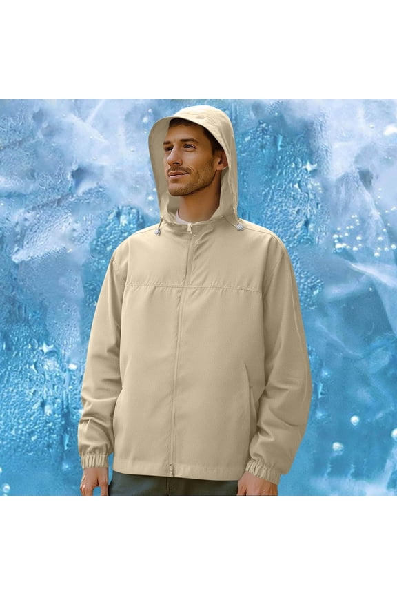 Sun Protection Hoodie for Men Solid Lightweight Jackets Windbreaker Jackets Toggle Hooded Outdoor Casual Travel Hiking Cycling Daily Wear