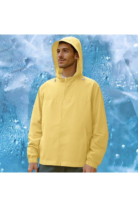 Sun Protection Hoodie for Men Solid Lightweight Jackets Windbreaker Jackets Toggle Hooded Outdoor Casual Travel Hiking Cycling Daily Wear