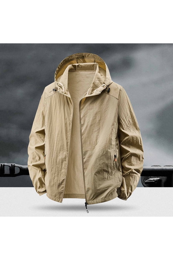 Sun Protection Hoodie for Men Solid Lightweight Jackets Windbreaker Jackets Toggle Hooded Outdoor Casual Travel Hiking Cycling Daily Wear