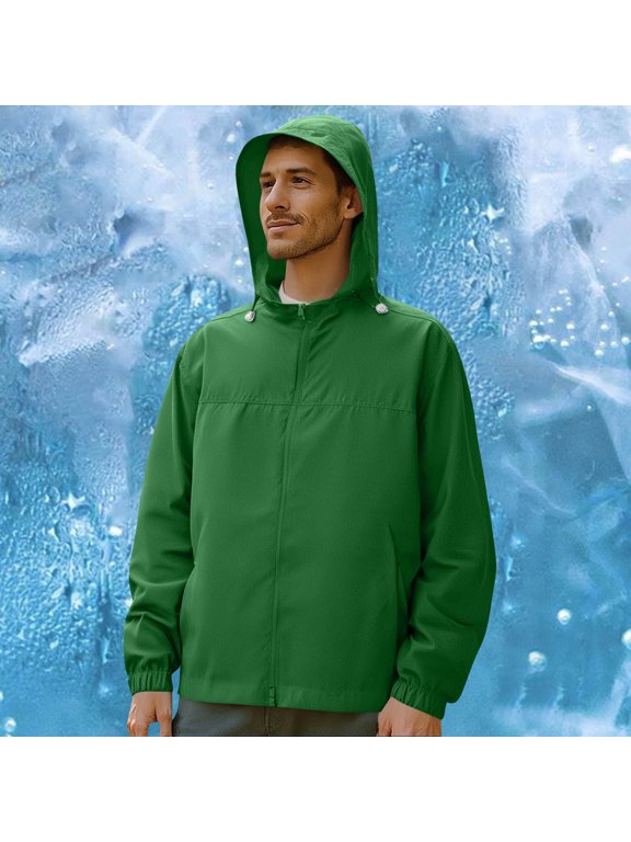 Sun Protection Hoodie for Men Solid Lightweight Jackets Windbreaker Jackets Toggle Hooded Outdoor Casual Travel Hiking Cycling Daily Wear